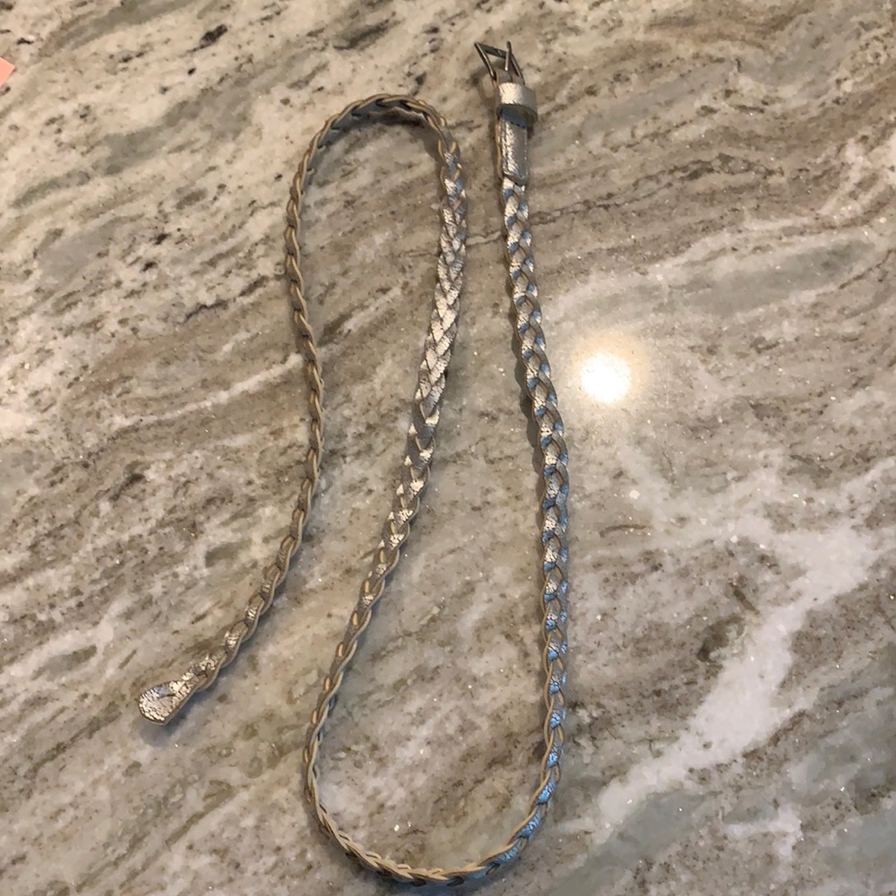 Braided silver skinny belt. Perfect for dresses